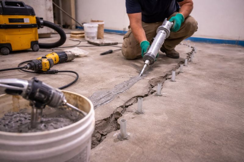Cracked Basement Floor Repair in Newburyport, MA